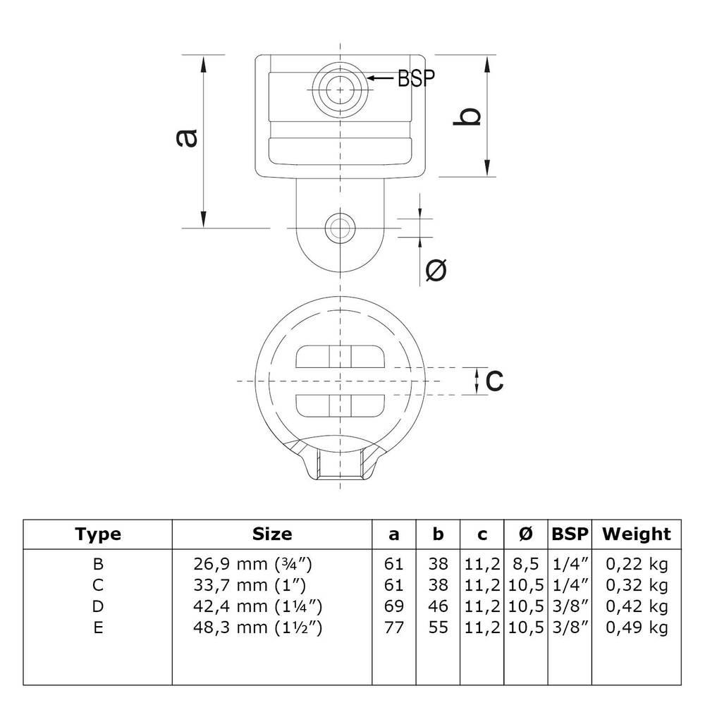 Buiskoppeling Huls t.b.v. scharnierstuk - zwart-D / 42,4 mm